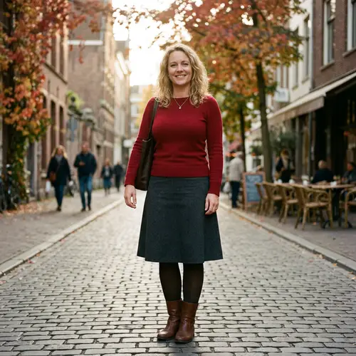 Stunning 38-Year-Old Blonde in Stylish Red Outfit