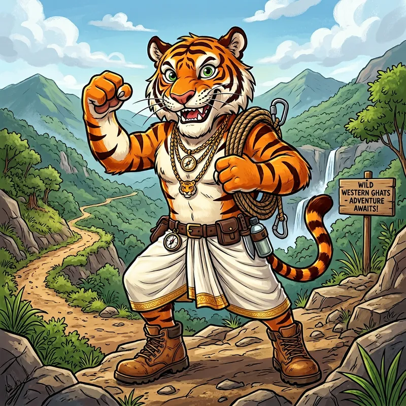 Mischievous Cartoon Tiger for Adventure Brands