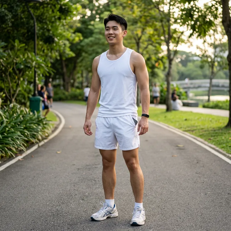 Handsome Fit Young Korean in Stylish Athletic Gear
