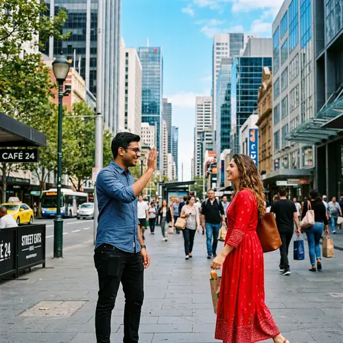 First Encounter: Greeting in a Bustling City