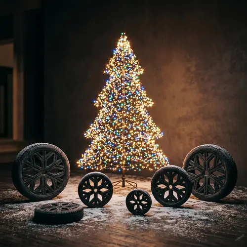 Vibrant Christmas Tree & Snowflake Tires Concept