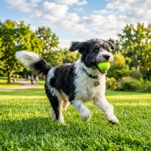 Cheerful Fluffy Dog Playing in the Park