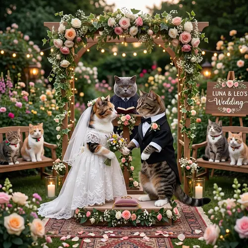 Cats' Dream Wedding in Adorable Costumes