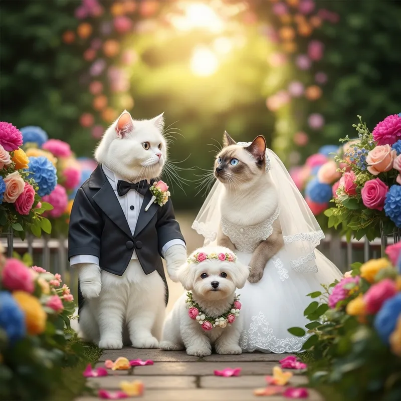 Cats' Dream Wedding in Adorable Costumes
