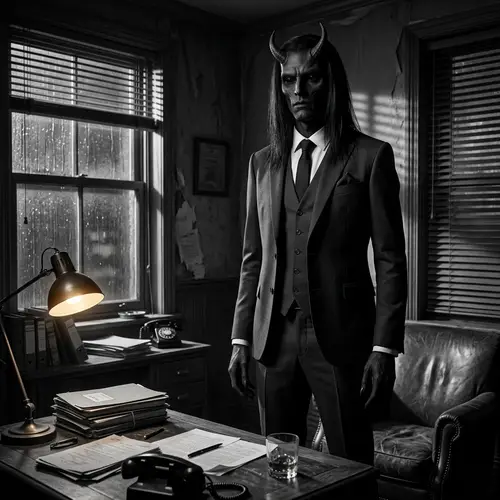 Eerie Humanoid Figure in Noir Horror Style