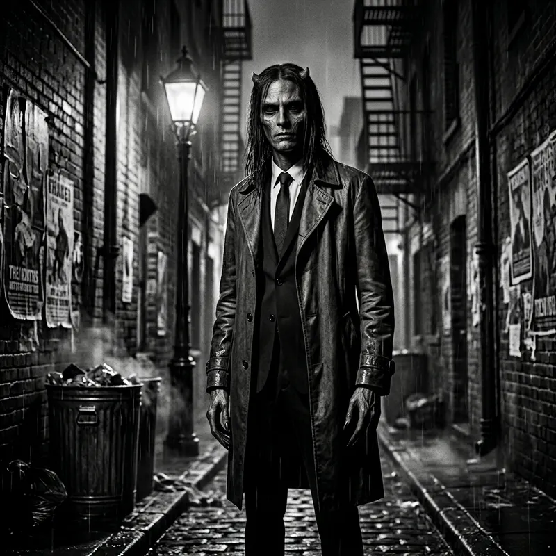 Eerie Noir: Sinister Humanoid in Shadows