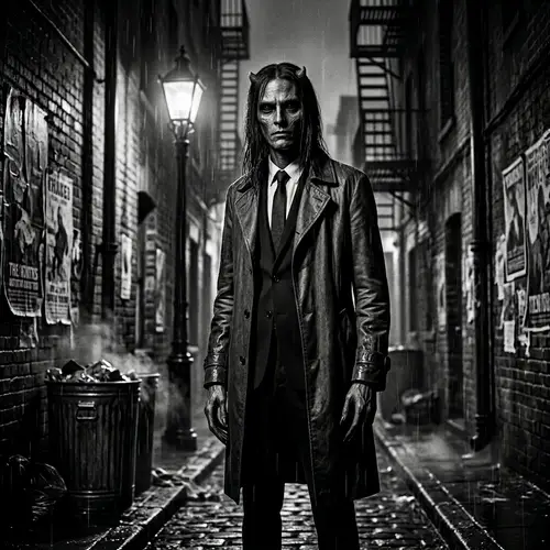 Eerie Noir: Sinister Humanoid in Shadows