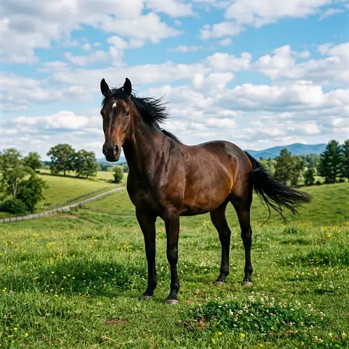Majestic Stallion in Lush Green Field