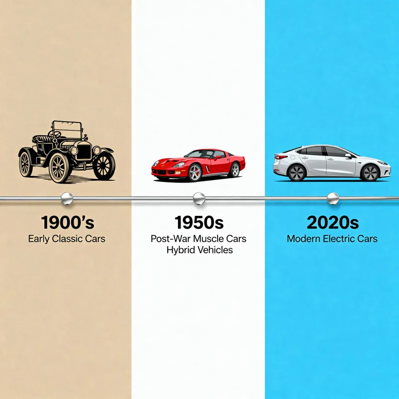Classic Car to Modern Electric Car Timeline