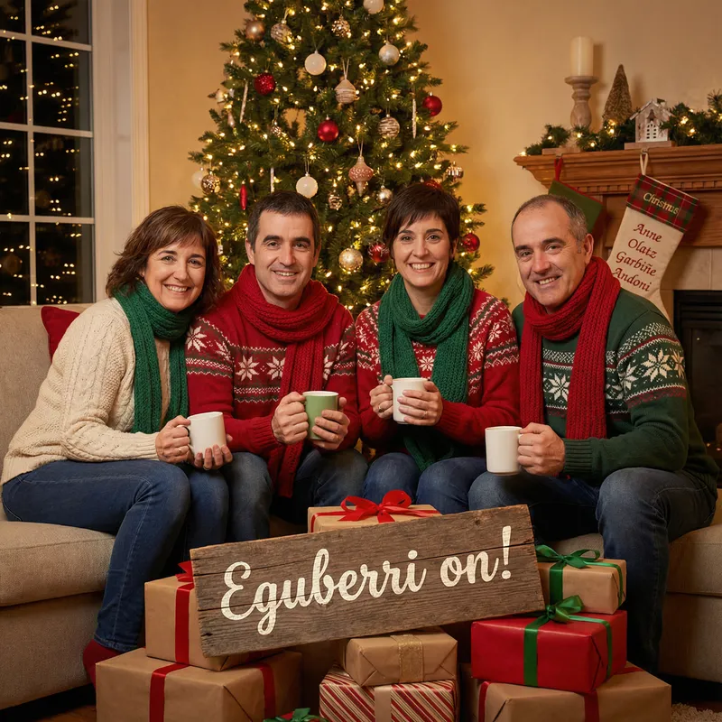 Cozy Family Christmas Photo with Eguberri On!
