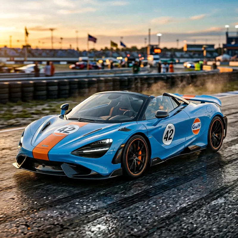 Sleek Gulf Livery Sports Car - Hyper-Realistic Image