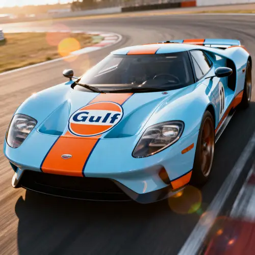 Sleek Gulf Livery Sports Car - Hyper-Realistic Image