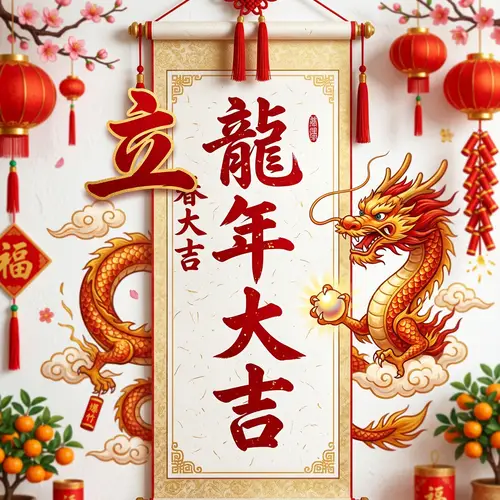 Traditional Chinese Characters for 'Good Luck in Year of Dragon'