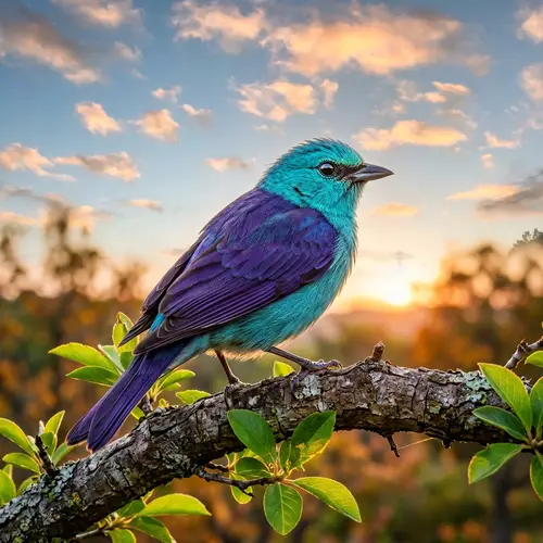 Un Pajaro: Stunning Aquamarine and Purple Beauty