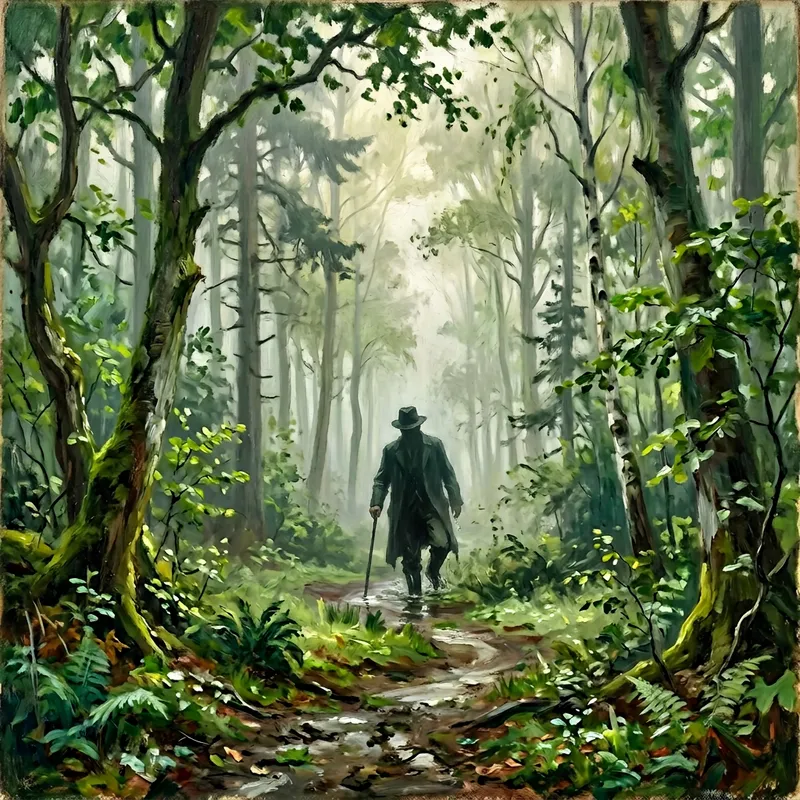 Misty Forest Tranquility | Enigmatic Impressionism Art