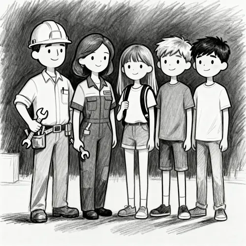 Pencil-Drawn Stick Figure Family Art