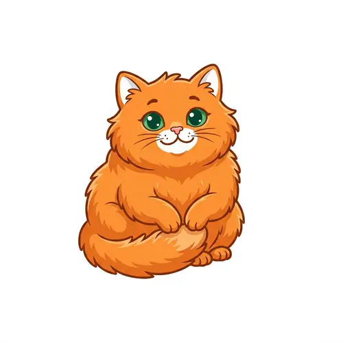 Charming Orange Chubby Cat Logo Design