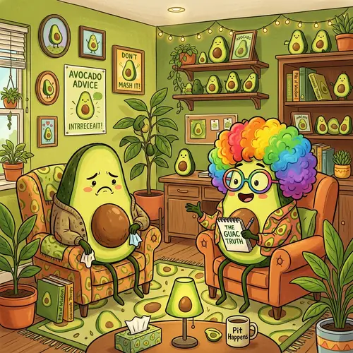 Whimsical Avocado-Themed Office Scene | Office Avocado Characters