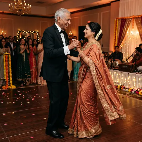 Elegant Indian Dance: Elderly Man and Young Woman in Classic Attire