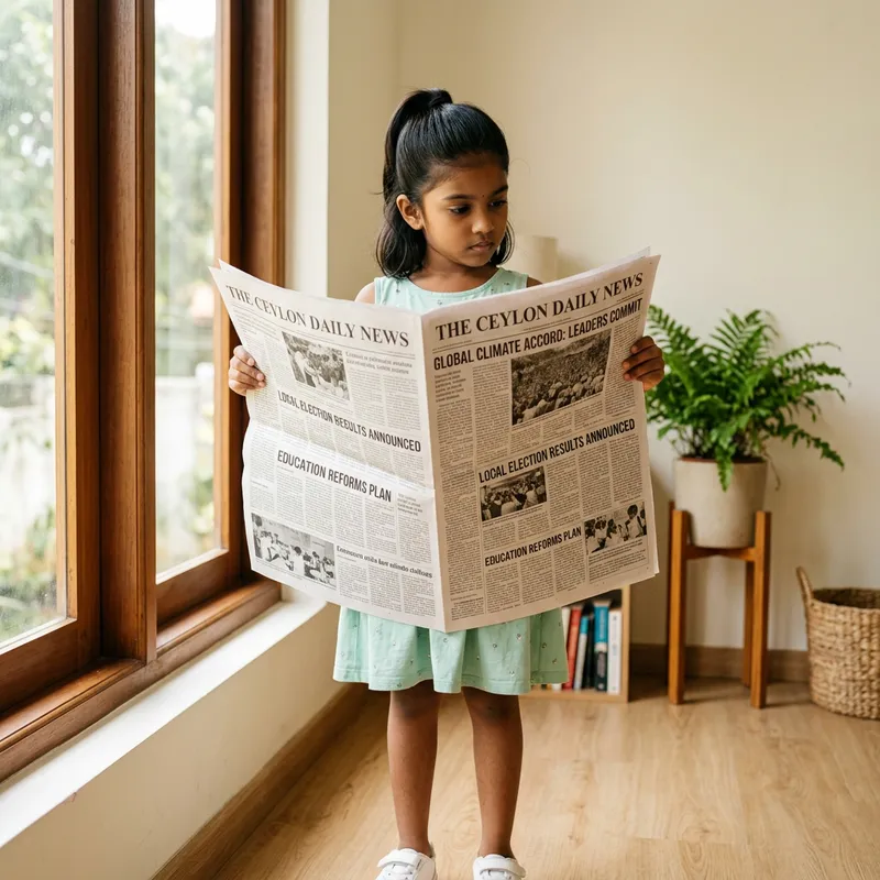 South Asian Girl Reading Newspaper South Asian Girl Reading Newspaper
