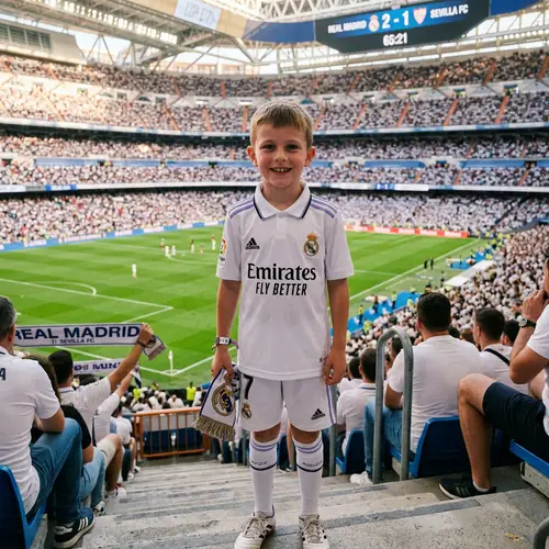 Caucasian Boy in Real Madrid Football Jersey