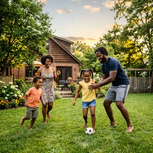 Joyful Black Family Playing Outside