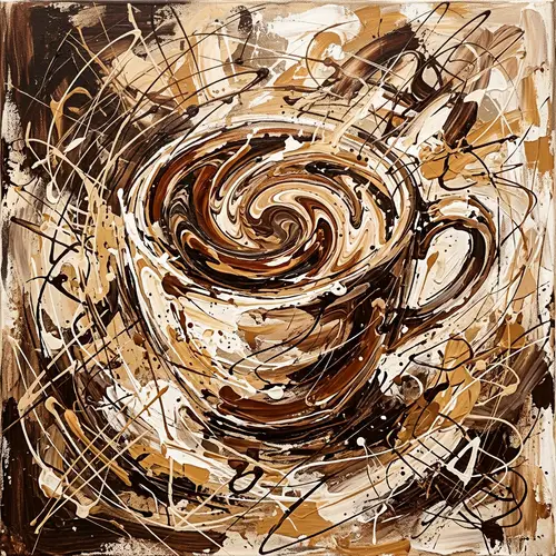 Abstract Cup of Coffee Art | Energetic Swirls & Chaotic Lines