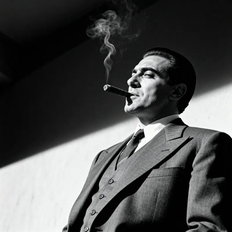 Noir Portrait of a Charismatic Italian Gangster