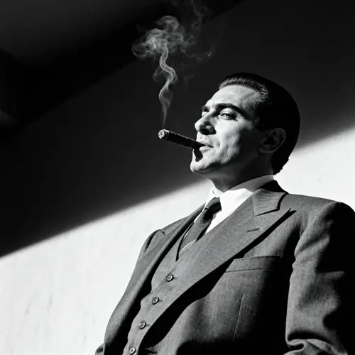 Noir Portrait of a Charismatic Italian Gangster