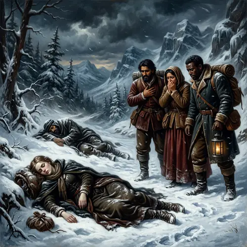 Heart-Wrenching Baroque Scene in Snow-Encrusted Wilderness