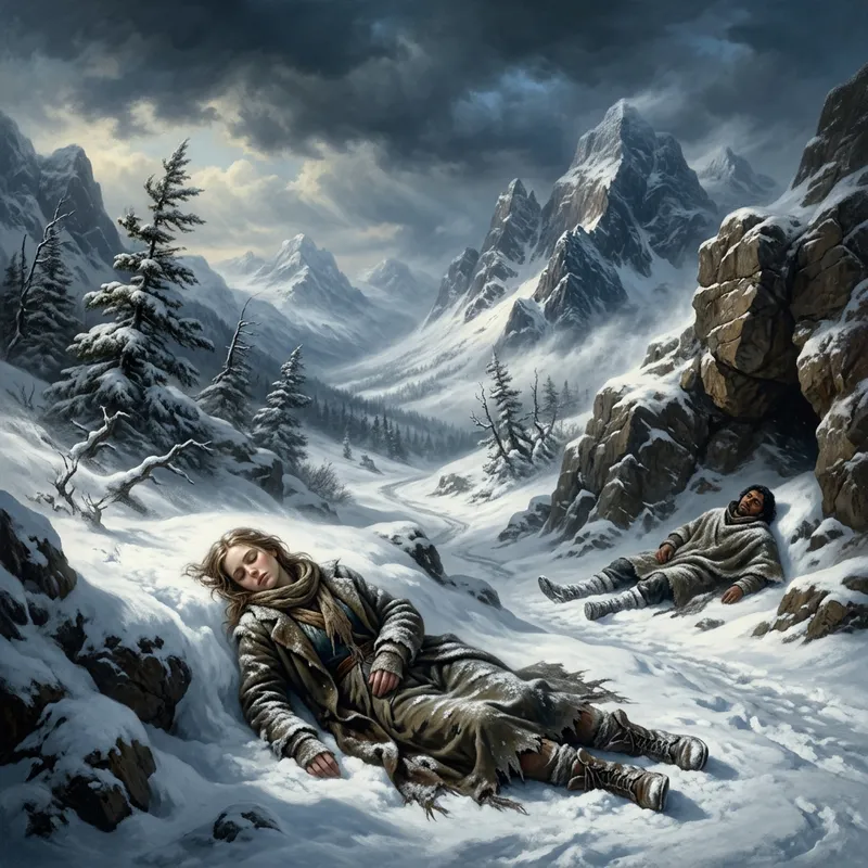 Tragic Snowy Scene - High-Res Baroque Art Tragic Snowy Scene - High-Res Baroque Art