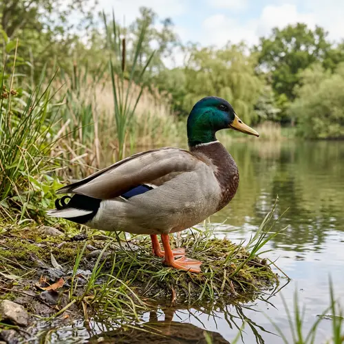 Beautiful Realistic Duck by a Pond