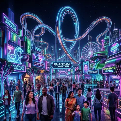 Futuristic Cyber Theme Park: Neon Dreams & High-Tech Wonders