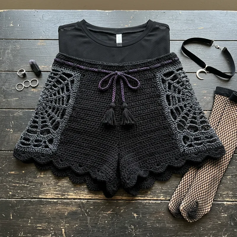 Cute Sexy Crochet Gothic Shorts