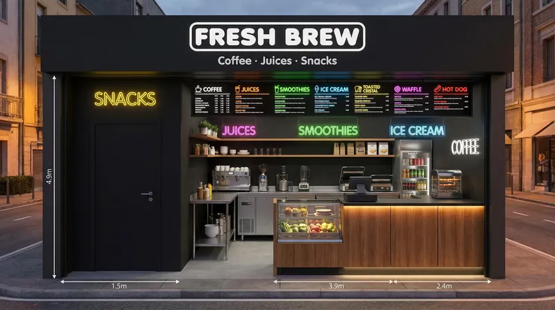Modern Street Food Shop Rendering - Fresh Brew