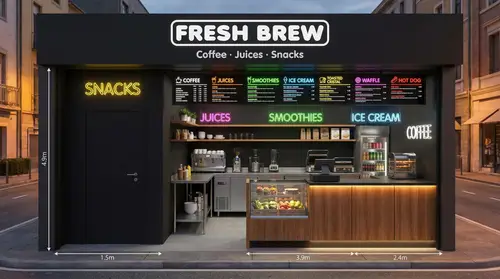 Modern Street Food Shop Rendering - Fresh Brew