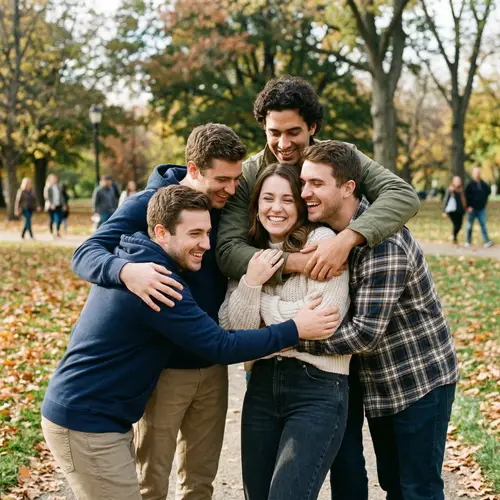 Lady Embraced by Four Men: Captivating Moments