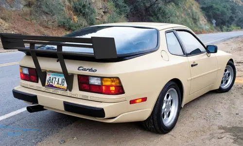 Matte Cream Porsche 944 with Edge Spoiler