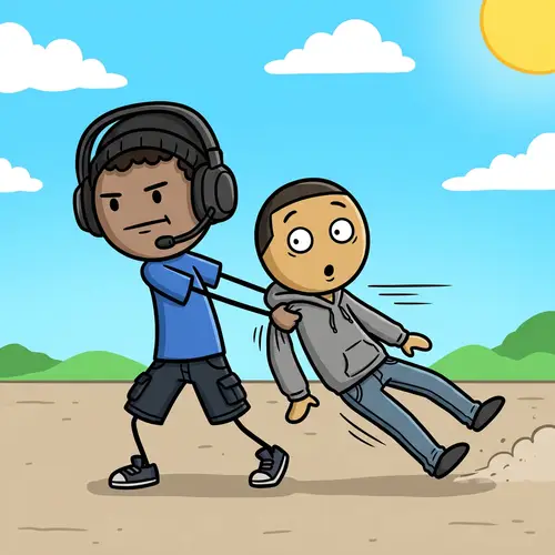 Multiracial Gamer Stick Figure Illustration | Exciting Scene