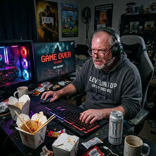 Hilarious PC Gaming Fail: Middle-Aged Man Battles Game Over