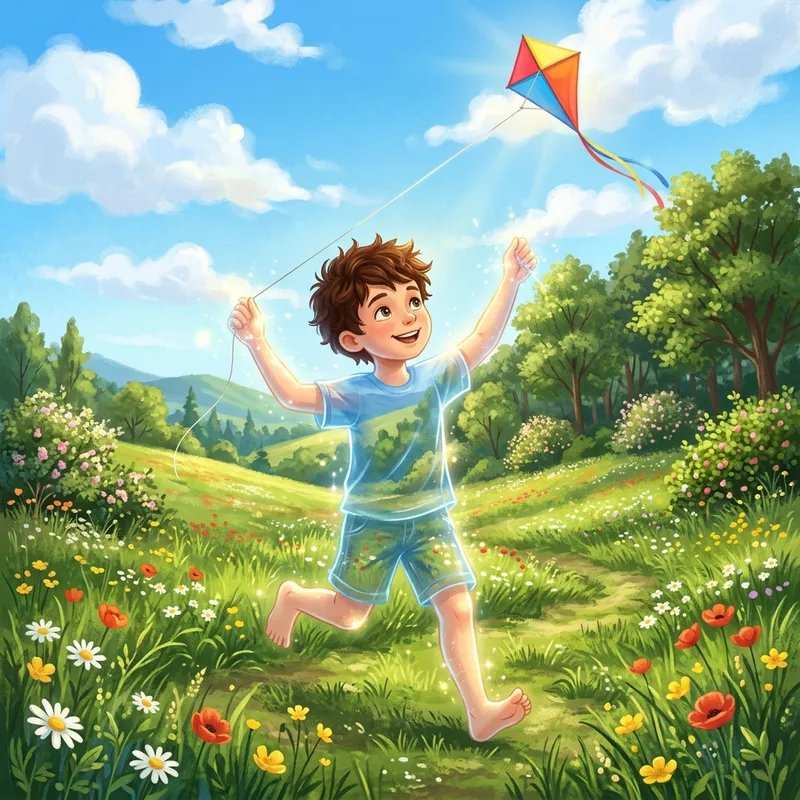 Transparent Boy Playing in Nature Transparent Boy Playing in Nature