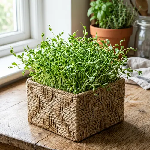 3D Square Basket with Fresh Bean Sprouts