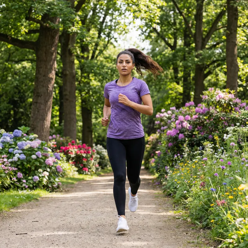 Attractive Middle-Eastern Woman Jogging in Park