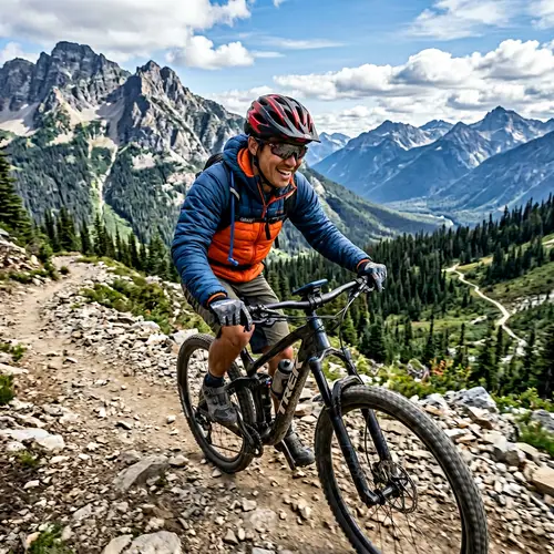 Mountain Bike Rider Using Mobile GPS App for Navigation