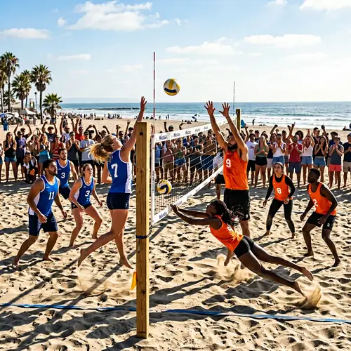 Exciting Volleyball Match on Sunny Beach | Athletic Determination