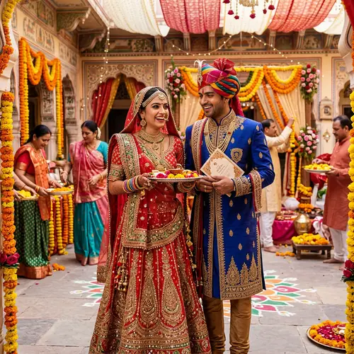 Traditional South Asian Wedding Preparation - Vibrant Attire & Excitement