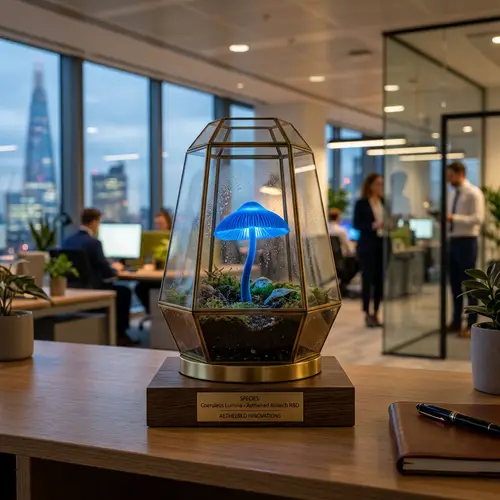 Peculiar Blue Mushroom in Glass Pot | High-End Company