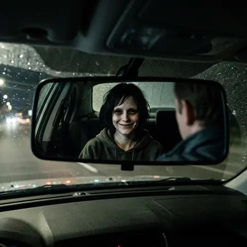 Terrifying Backseat Ghost in Rearview Mirror