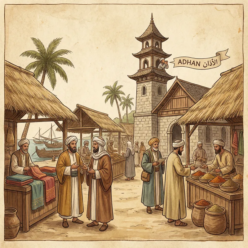 Islamic Figures in 14th Century Southeast Asia - Market Scene