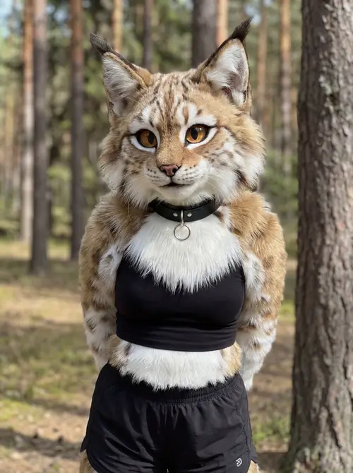 Stylish Anthropomorphic Lynx-Cat with Fluffy Features